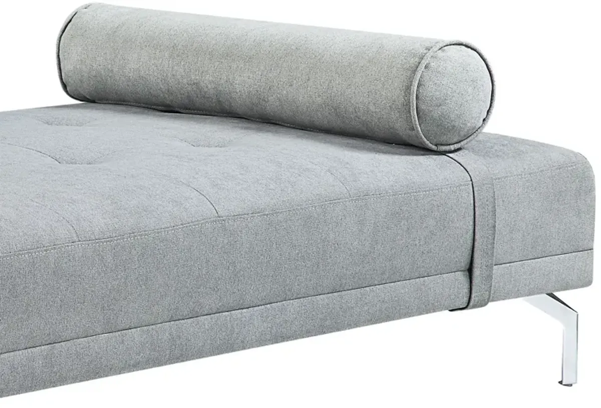 Quenti - Velvet Sofa Bed With Pillow - Gray