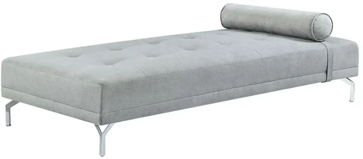 Quenti - Velvet Sofa Bed With Pillow - Gray