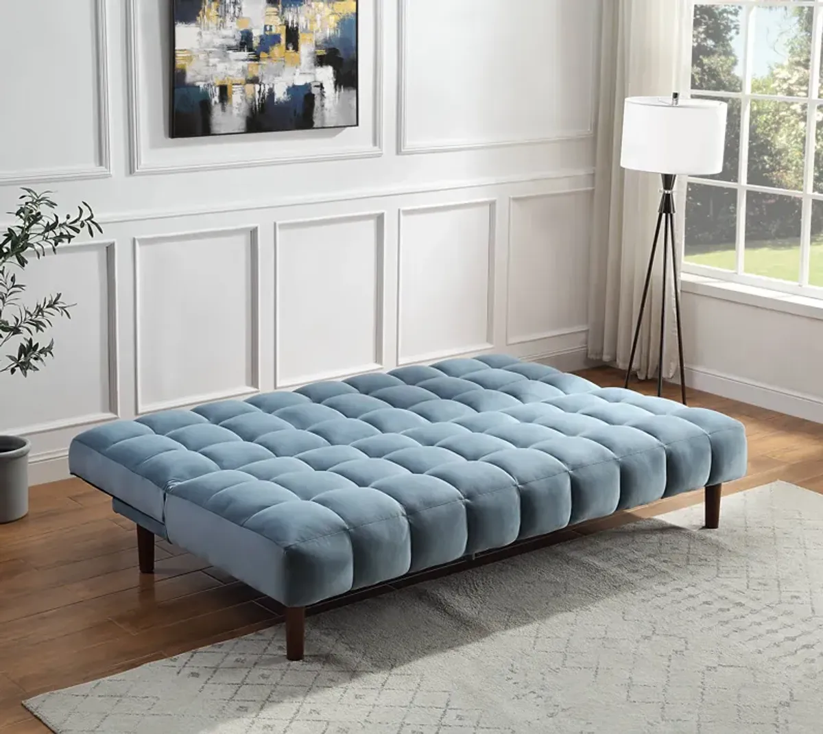 Yolandi - Velvet Adjustable Sofa - Teal Blue