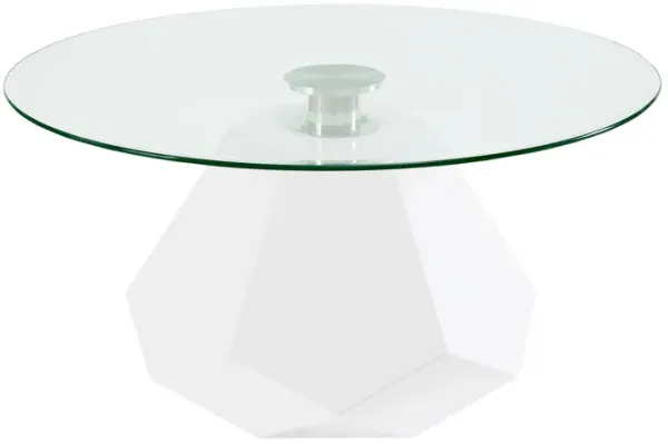 Chara - Clear Glass High Gloss Coffee Table - White