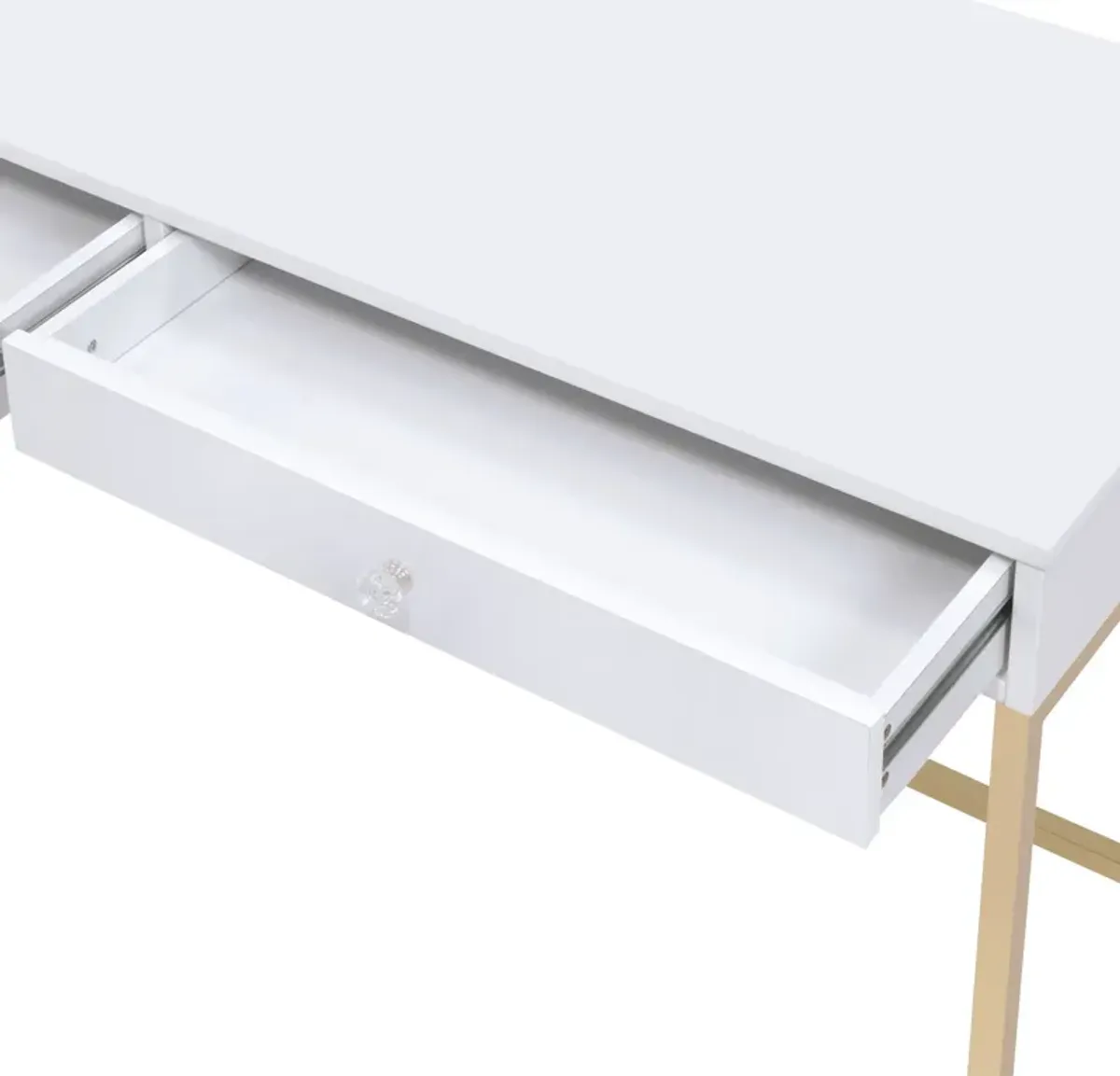 Ottey - High Gloss Gold Writing Desk - White