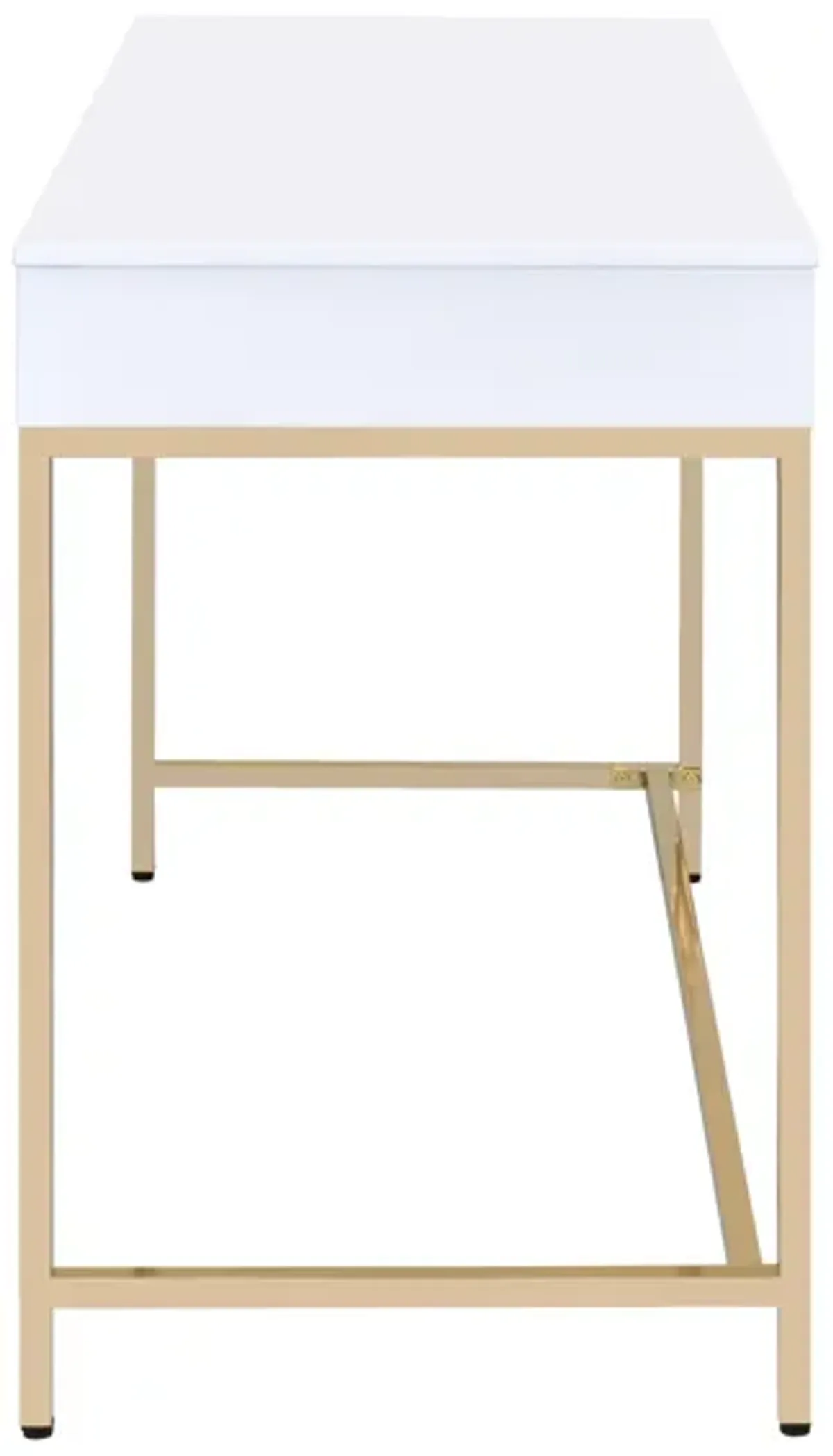 Ottey - High Gloss Gold Writing Desk - White