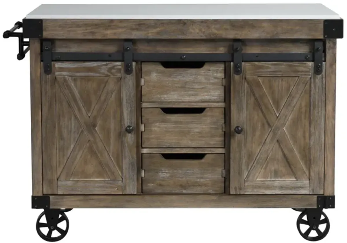 Alforvott - Weathered Kitchen Island - Gray / Marble