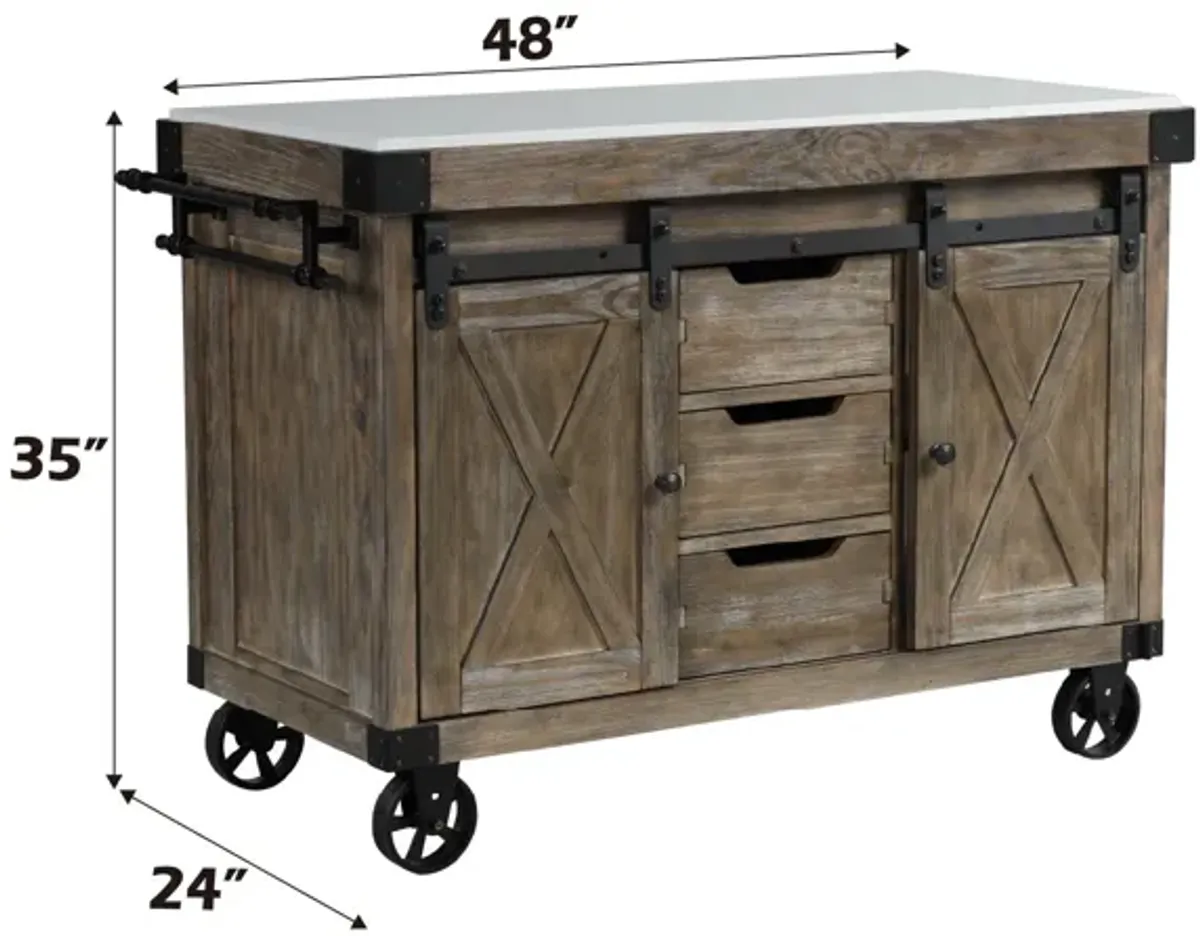 Alforvott - Weathered Kitchen Island - Gray / Marble