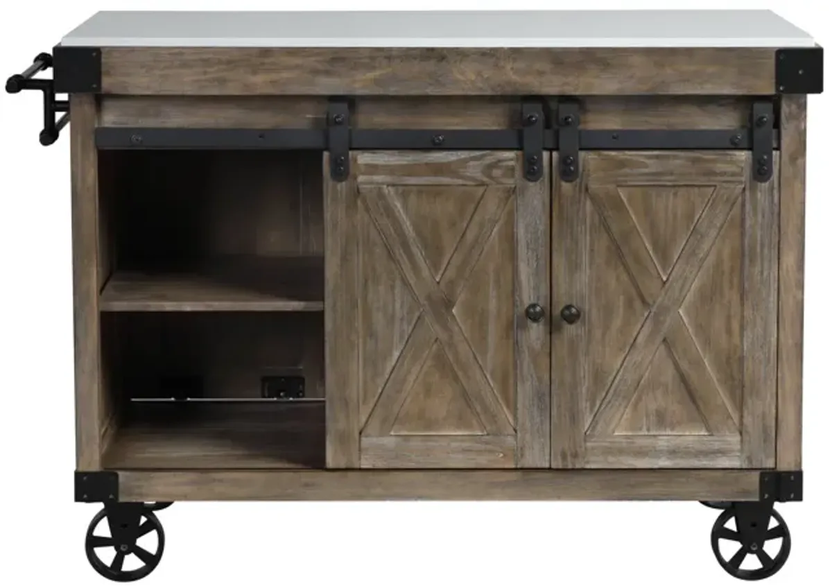 Alforvott - Weathered Kitchen Island - Gray / Marble