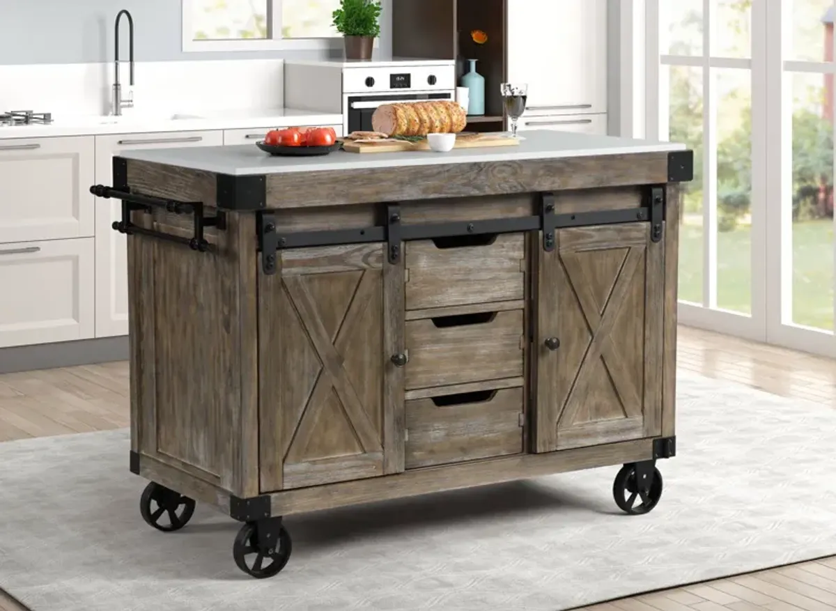 Alforvott - Weathered Kitchen Island - Gray / Marble