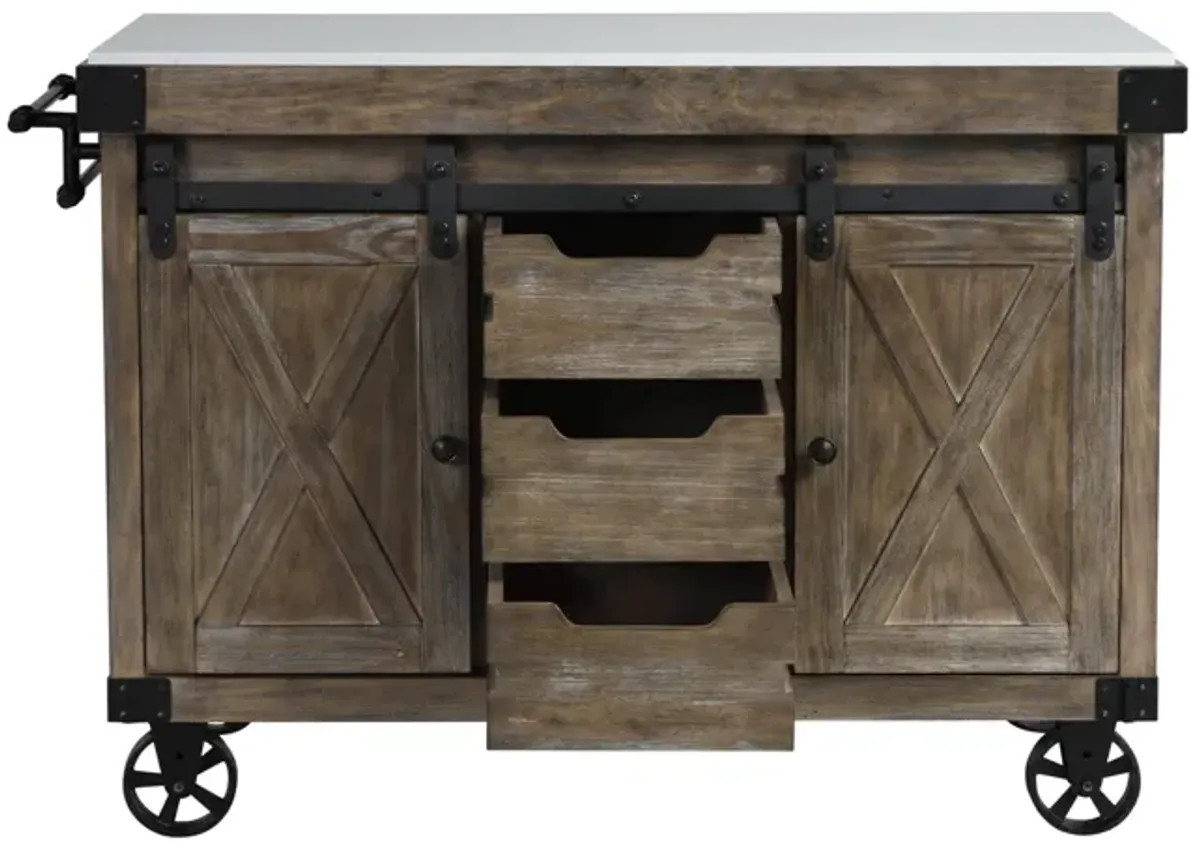 Alforvott - Weathered Kitchen Island - Gray / Marble