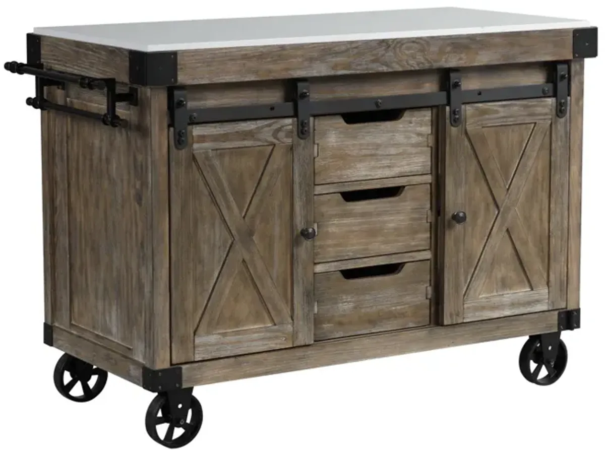 Alforvott - Weathered Kitchen Island - Gray / Marble