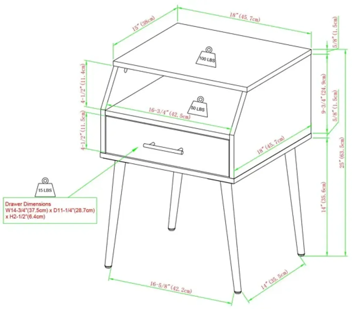 Contemporary Angled Nightstand - Slate Gray