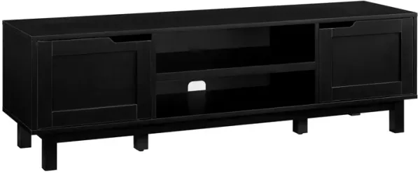 Modern 2 Door Open Storage TV Stand For TVs Up To 65" - Solid Black