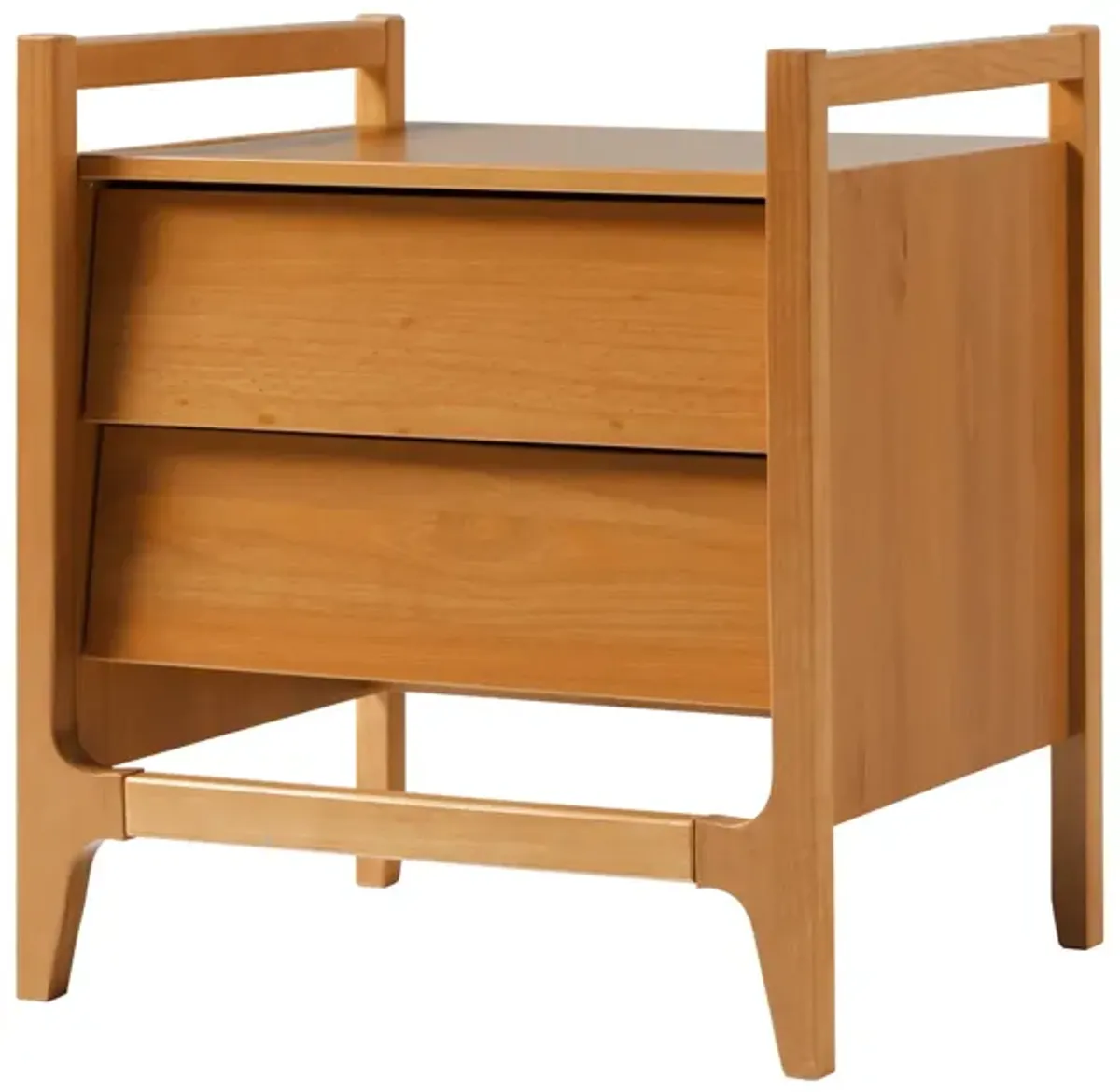 Scandi - Angle Face Solid Wood Nightstand - Caramel