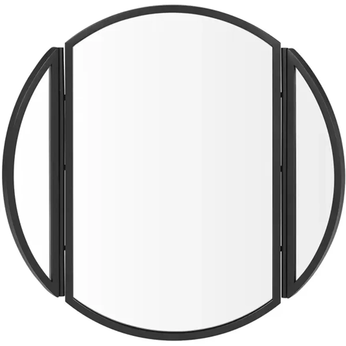 Modern Hinge Round Wall Mirror - Black