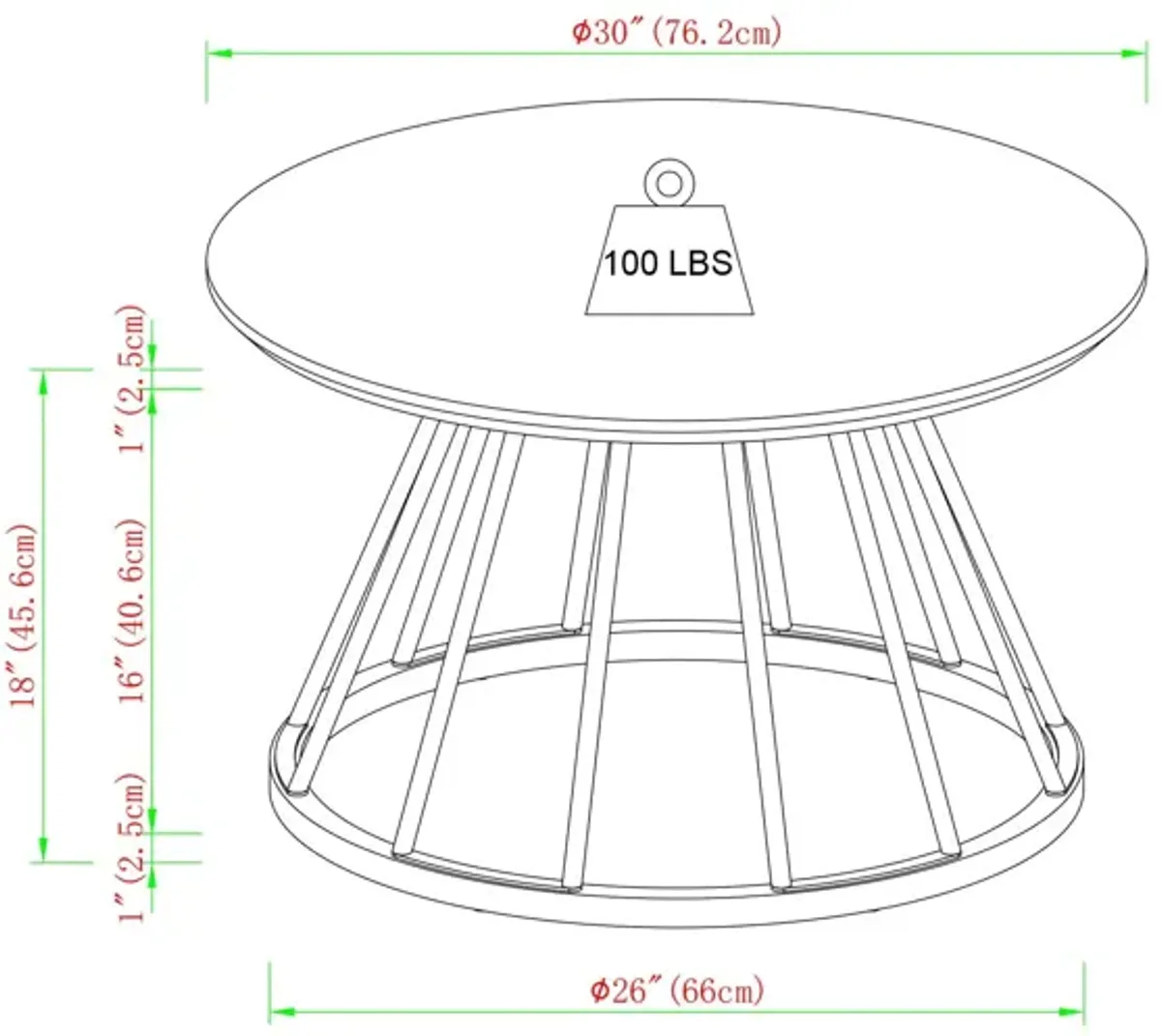 Modern Round Coffee Table With Metal Base - White / Gold