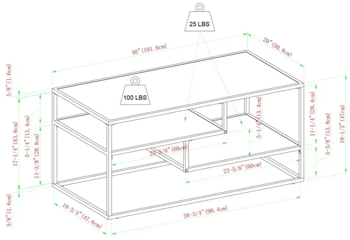 Contemporary Two Tone Metal Coffee Table - Dark Walnut