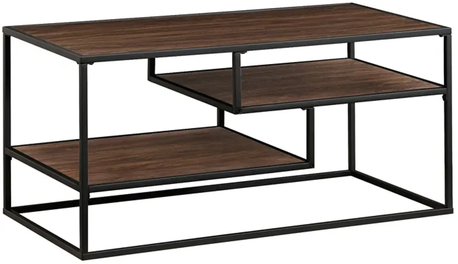 Contemporary Two Tone Metal Coffee Table - Dark Walnut