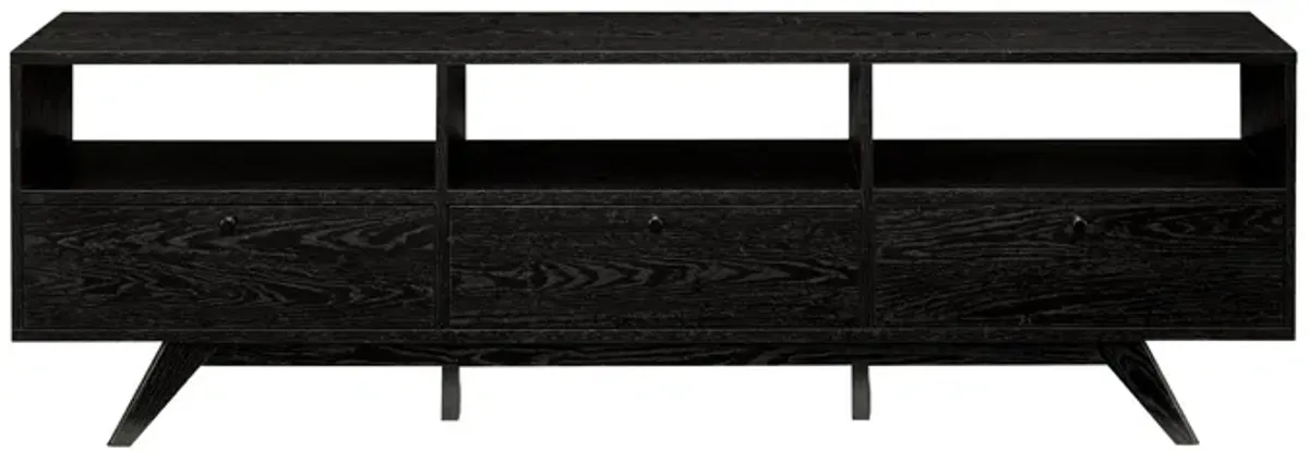 Modern Scandi 3 Door Low Profile TV Stand For TVs Up To 80"