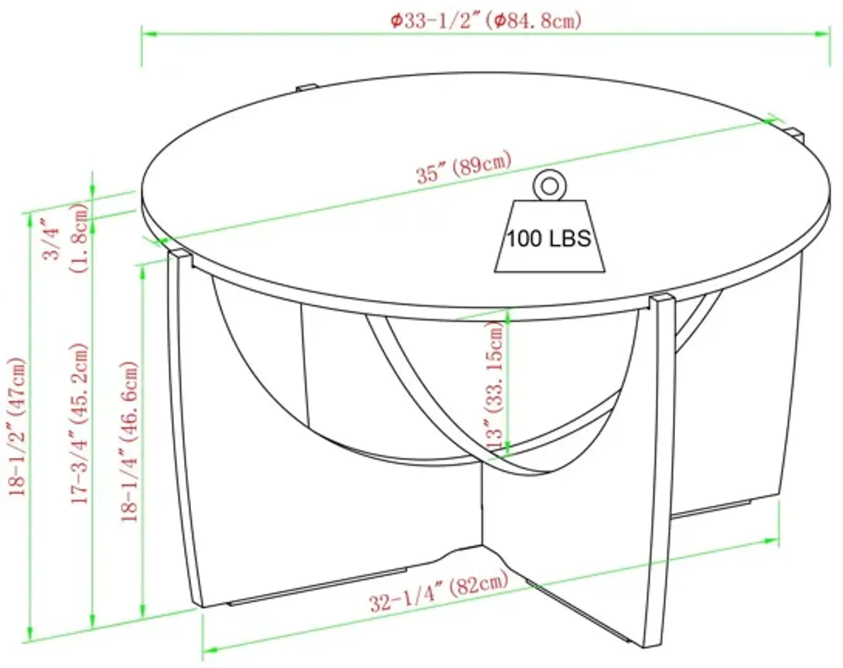 Contemporary Open Arch Base Round Coffee Table - Cerused Ash