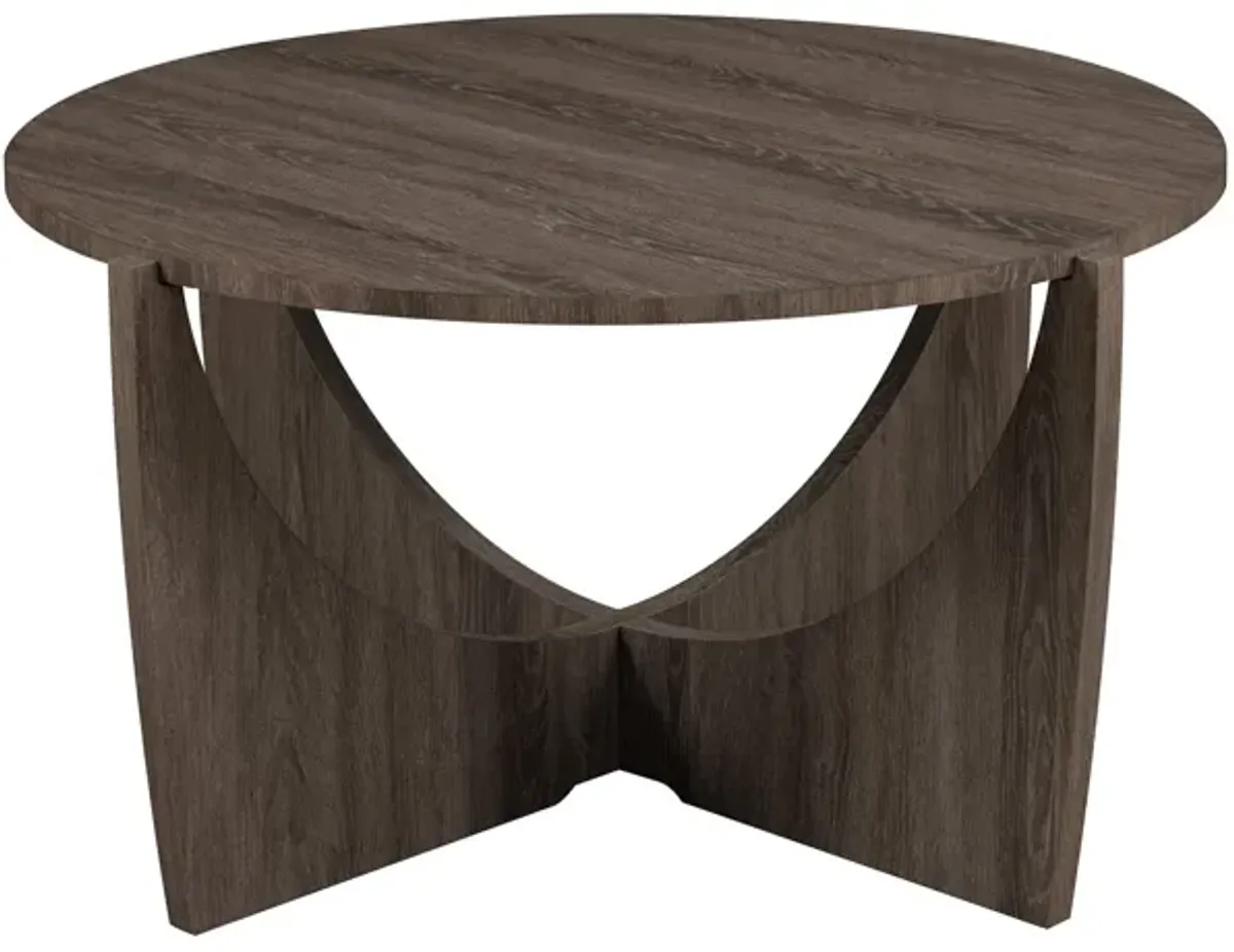 Contemporary Open Arch Base Round Coffee Table - Cerused Ash