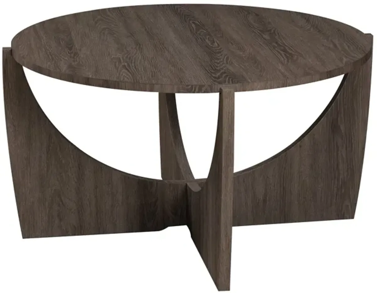 Contemporary Open Arch Base Round Coffee Table - Cerused Ash