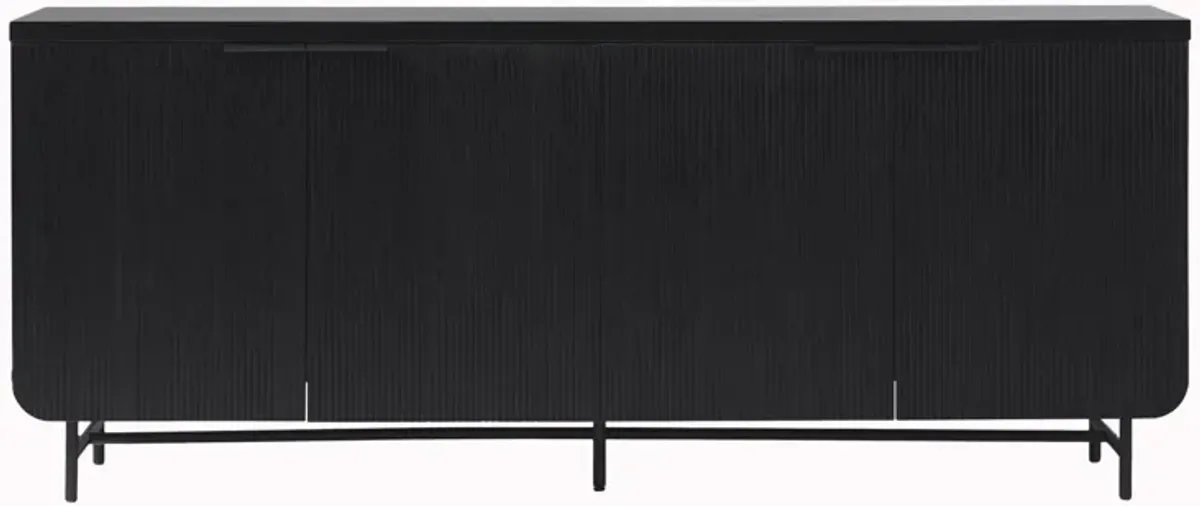 Modern Scandi Fluted Door Sideboard - Black