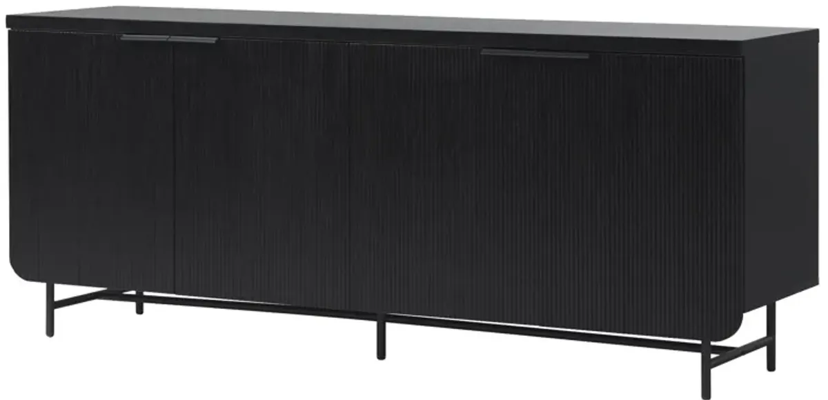 Modern Scandi Fluted Door Sideboard - Black