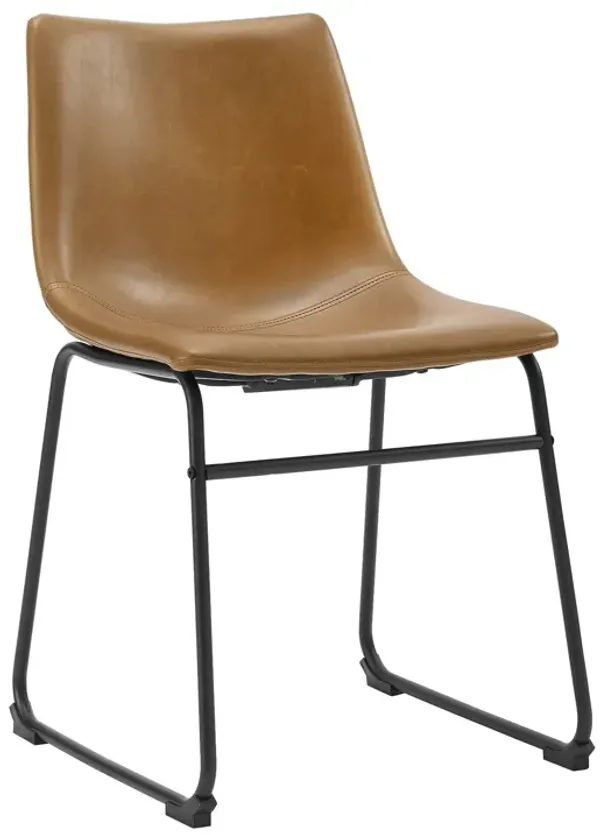 Industrial Faux Leather Dining Chairs (Set of 2) - Whiskey Brown
