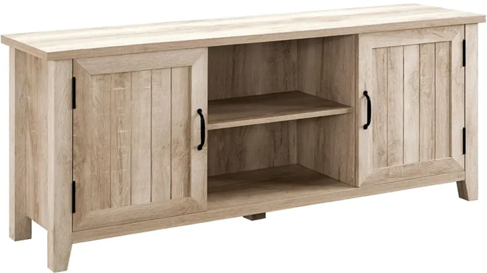 Classic Grooved Door TV Stand For TVs Up To 65" - White Oak