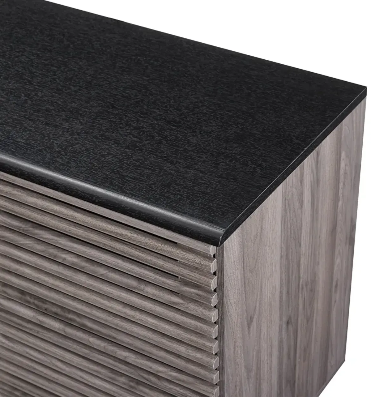 Contemporary Sliding Slat Door Sideboard - Ebony / Slate Gray