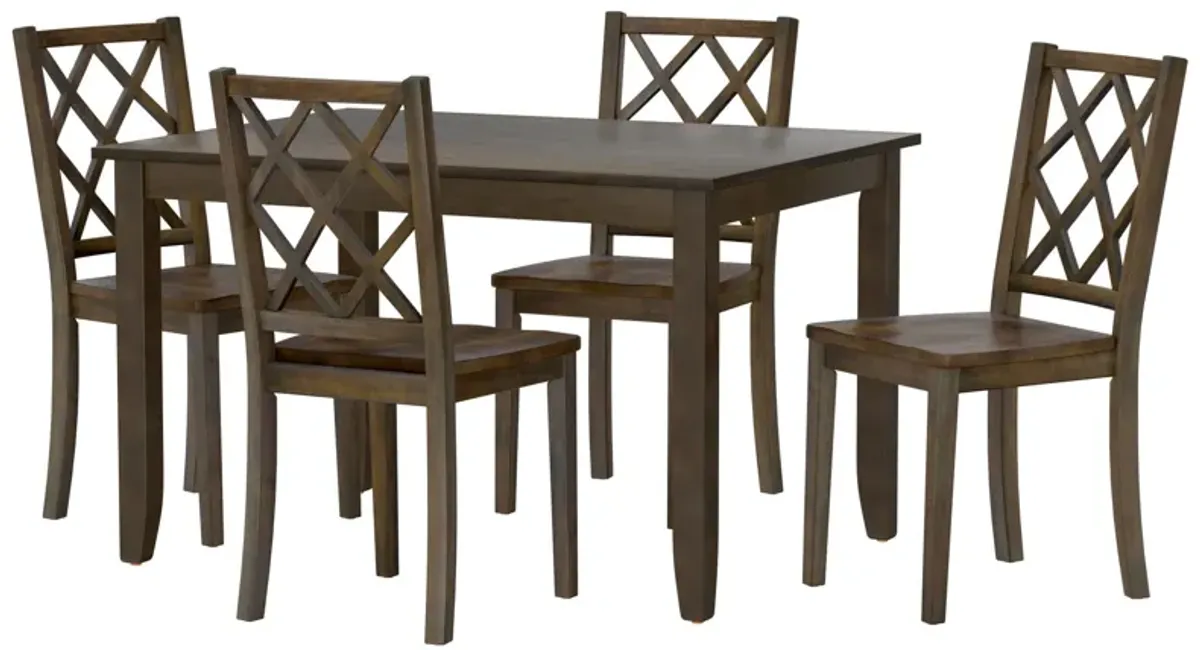 Velvety - 5 Piece Dining Table Set - Brown