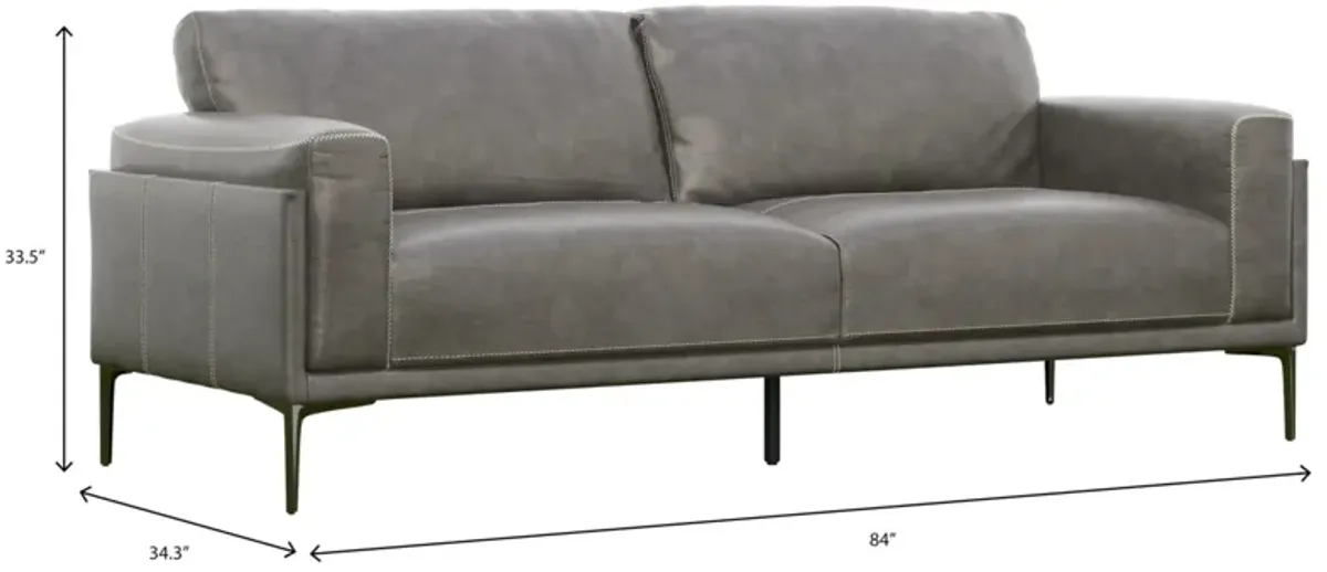 Onyx - Leather Sofa - Gray