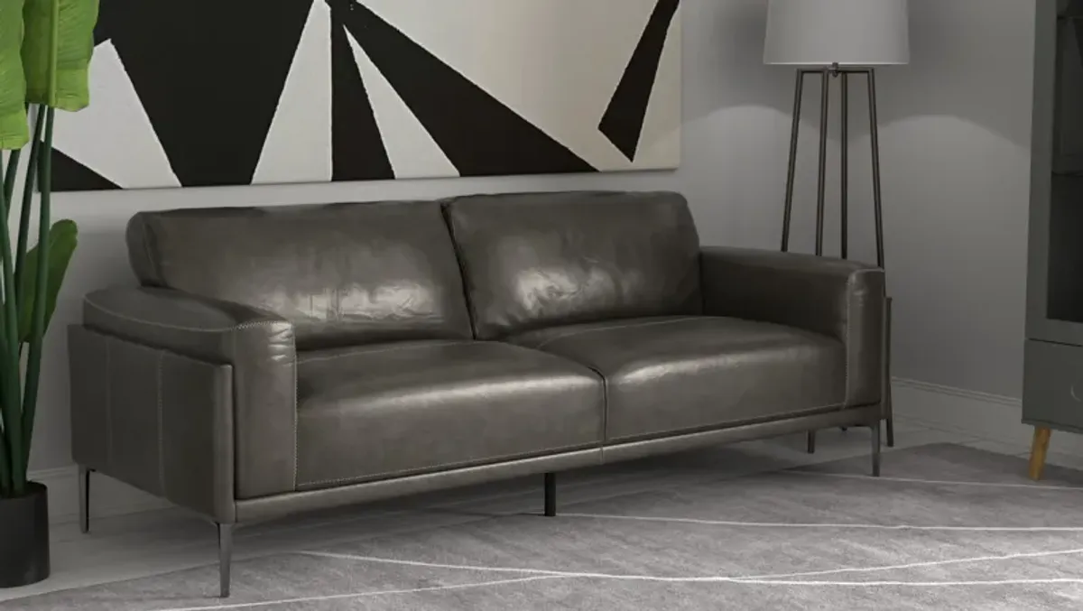 Onyx - Leather Sofa - Gray