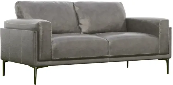 Onyx - Leather Loveseat - Gray