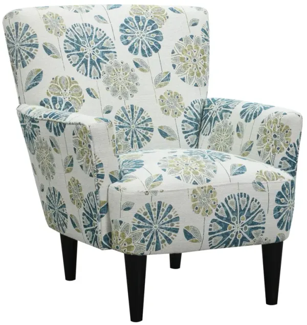 Flora - Floral Accent Chair - Blue