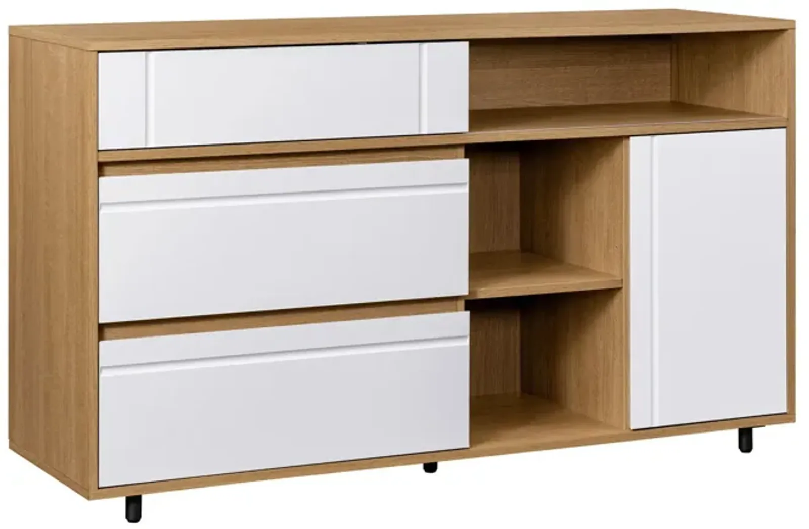 Contemporary Detailed Door Sideboard With Open Storage