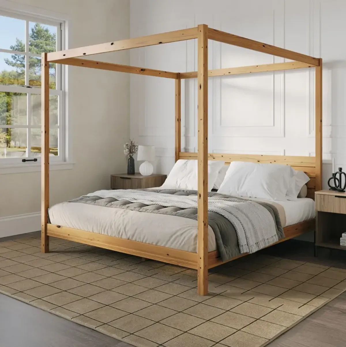 Canopy Bed Frame Modern Minimalist Boho