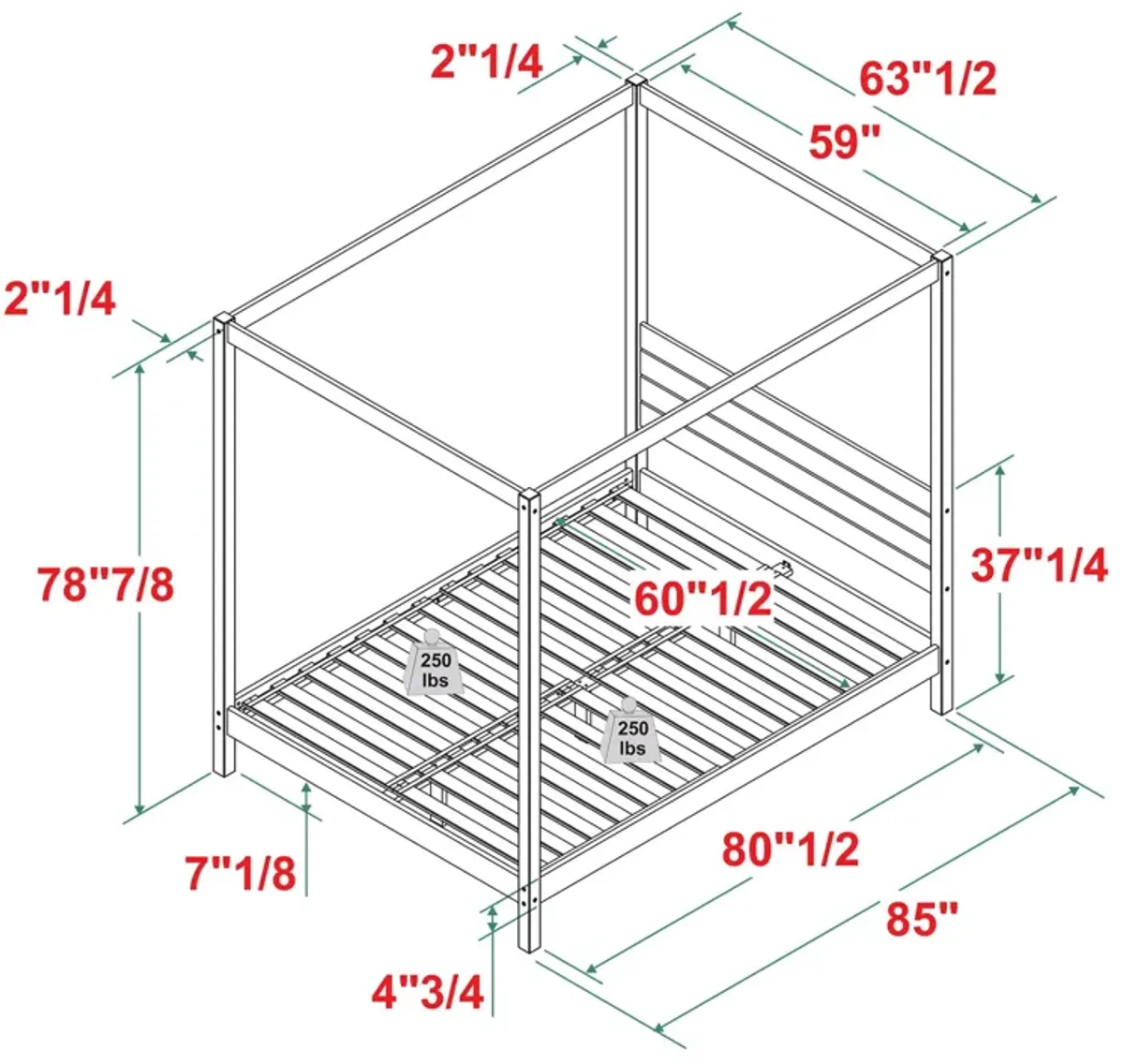 Canopy Bed Frame Modern Minimalist Boho