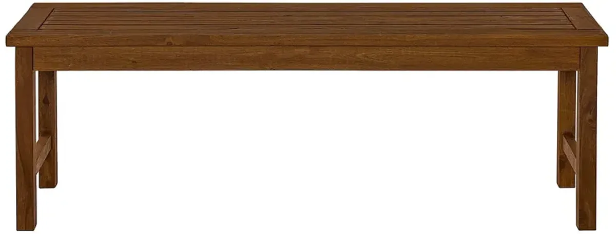 Modern Slat Top Solid Wood Patio Bench