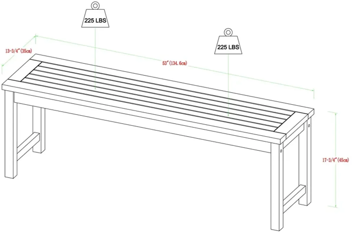 Modern Slat Top Solid Wood Patio Bench