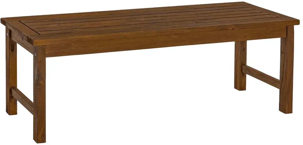 Modern Slat Top Solid Wood Patio Bench