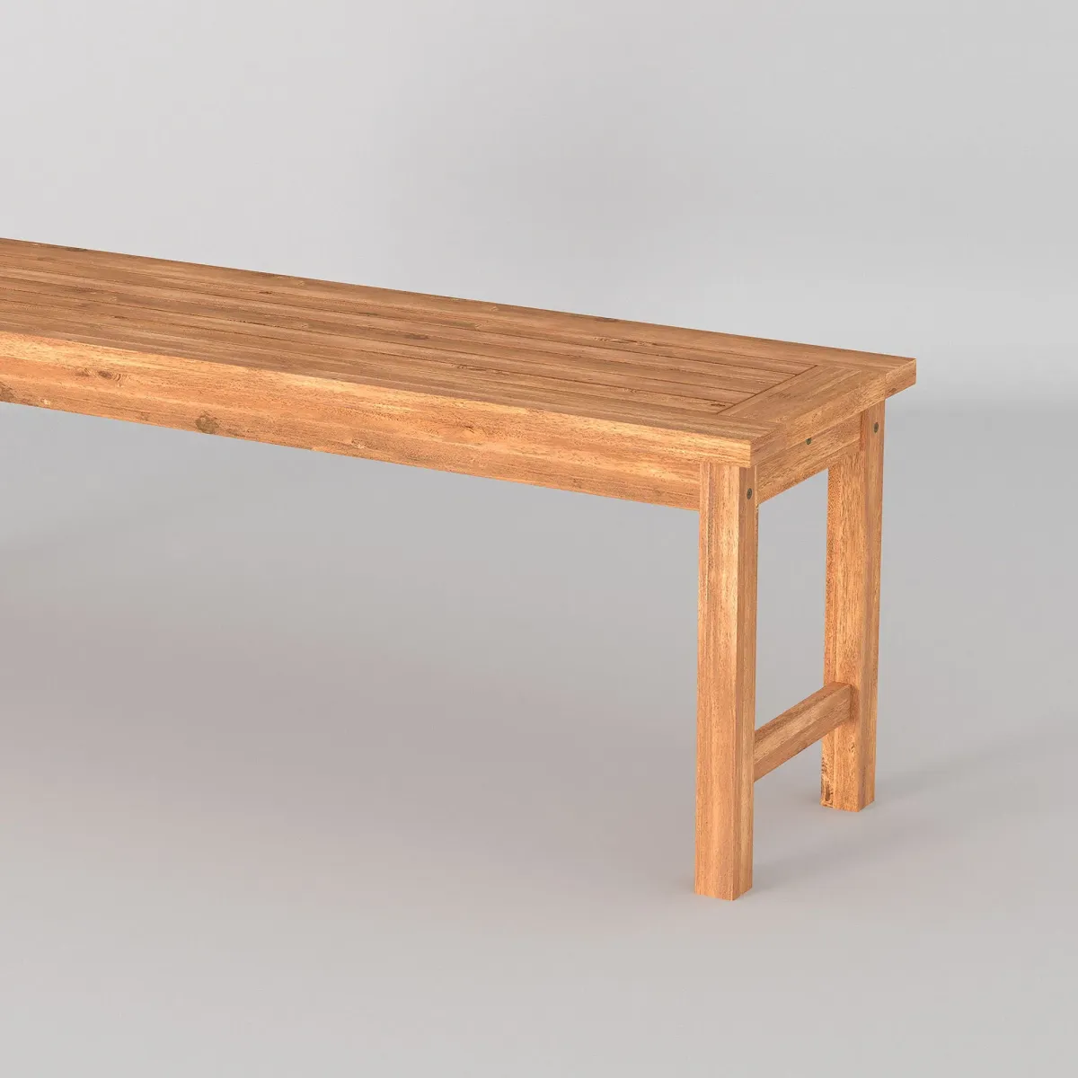 Modern Slat Top Solid Wood Patio Bench