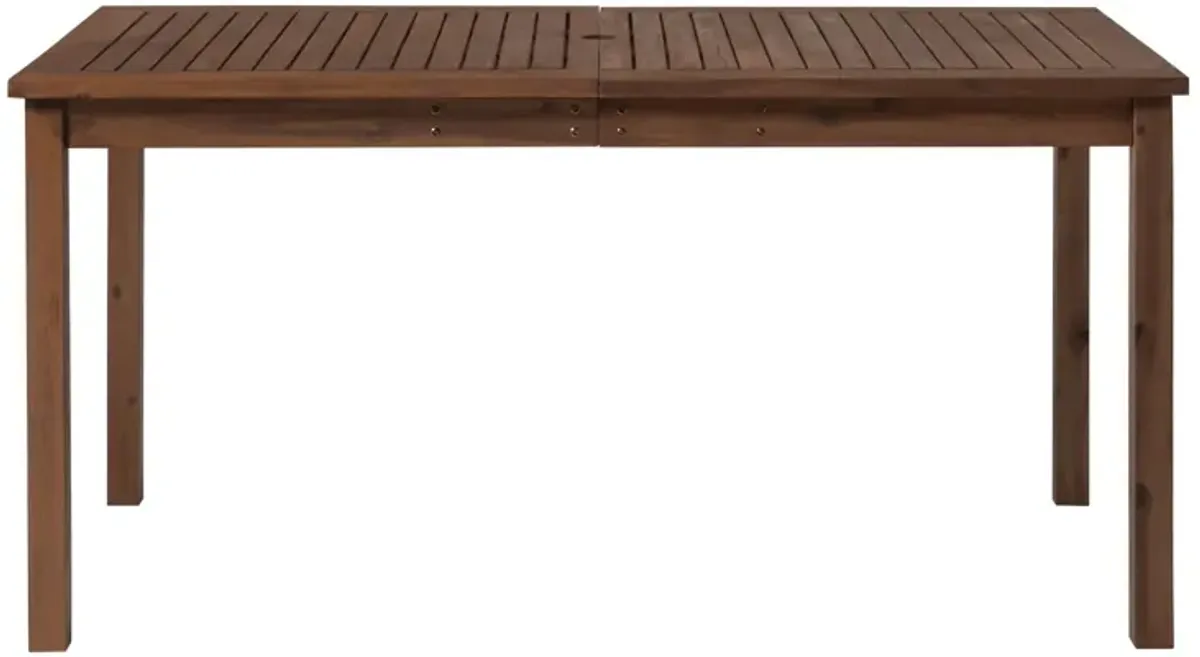 Contemporary Slat Top Acacia Wood Outdoor Dining Table