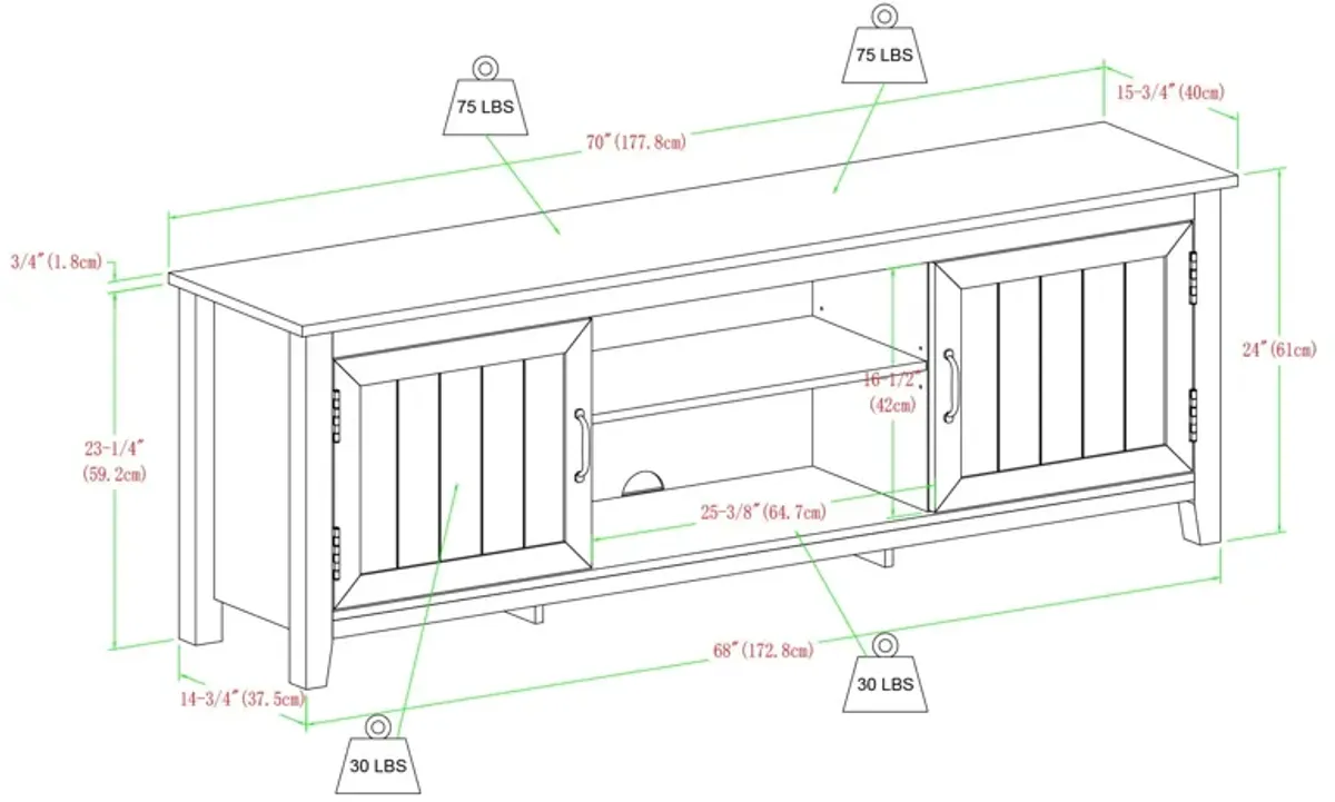 Modern Farmhouse 2 Door Grooved 70" TV Stand For 85" TVs