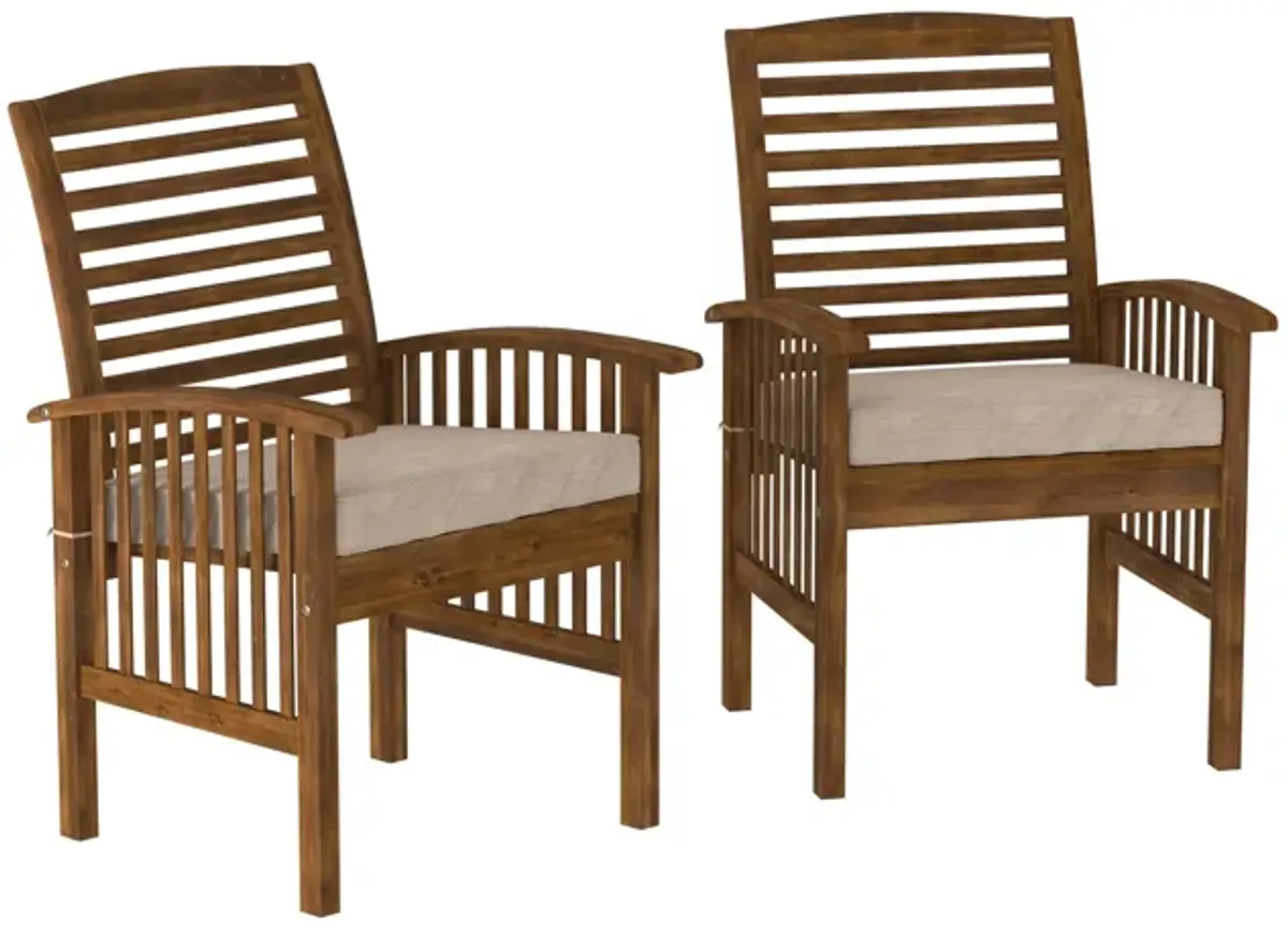 Modern 2 Piece Slat Back Patio Chairs With Cushions