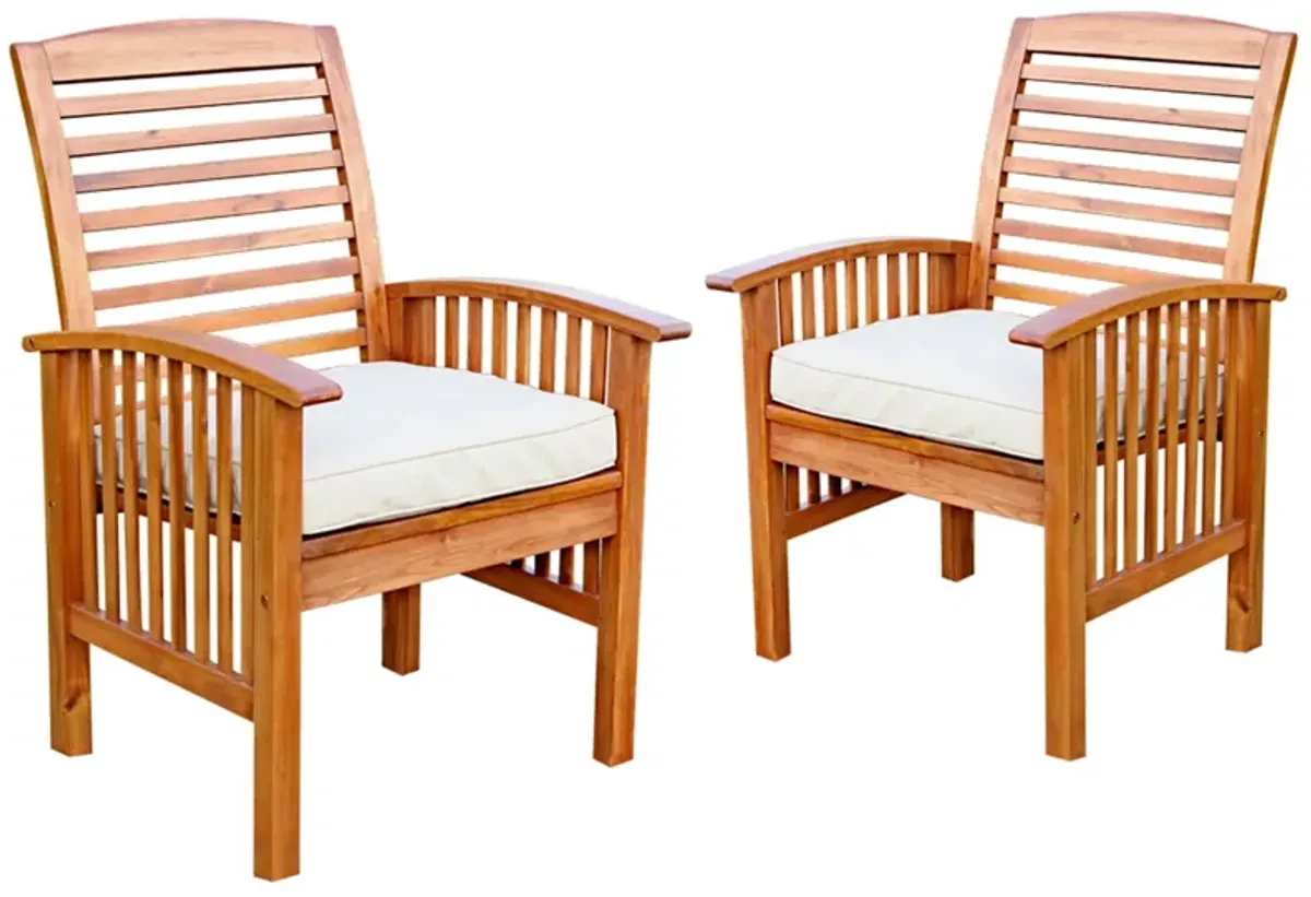 Modern 2 Piece Slat Back Patio Chairs With Cushions