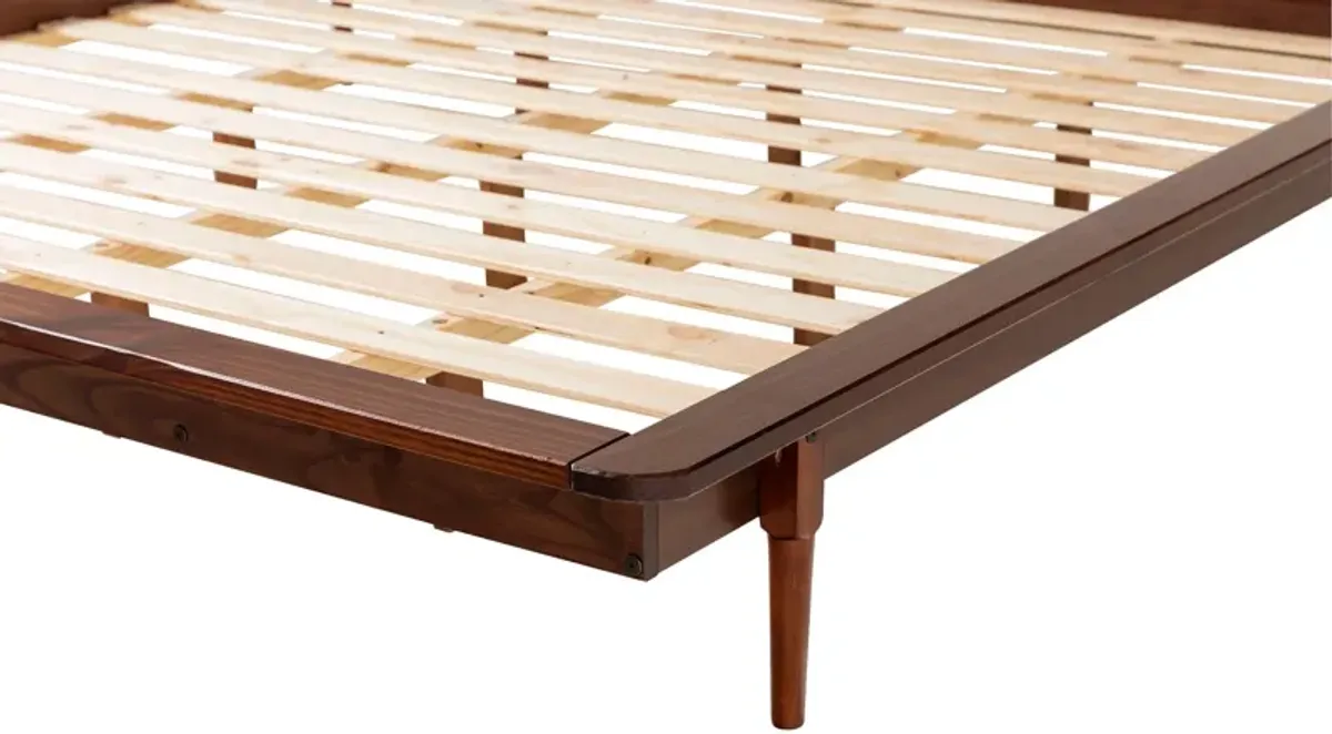 Mid-Century Modern Solid Wood Platform Bed Frame