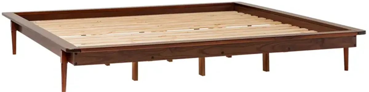 Mid-Century Modern Solid Wood Platform Bed Frame