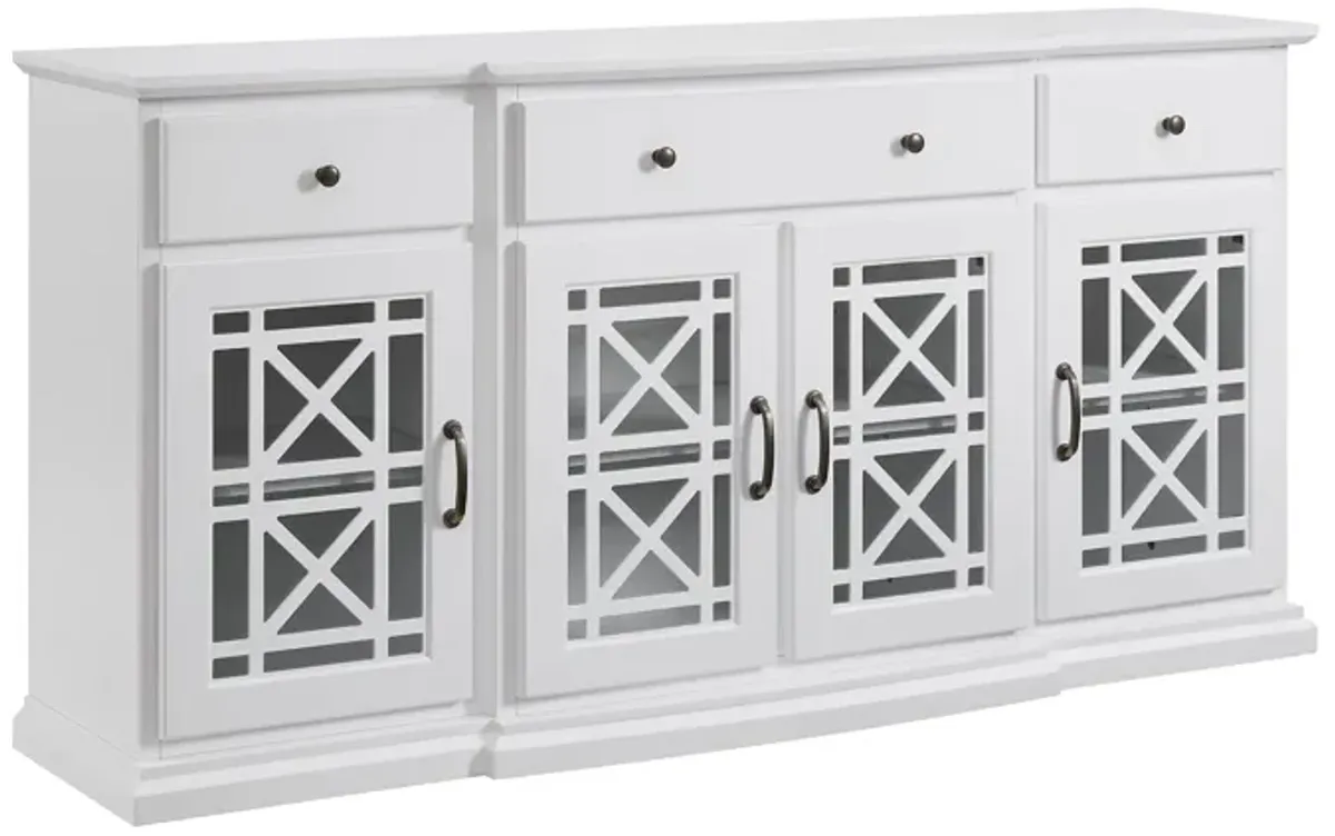 Classic Fretwork Detailed Glass Door Sideboard