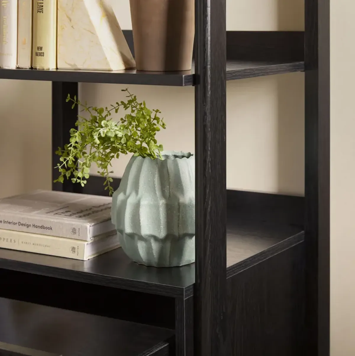 Transitional Narrow Bookshelf With Drawer On Bottom