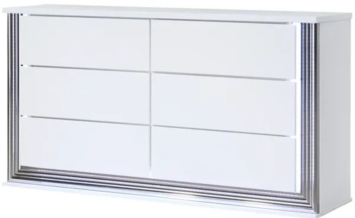 Moon - Smooth Dresser With LED - White