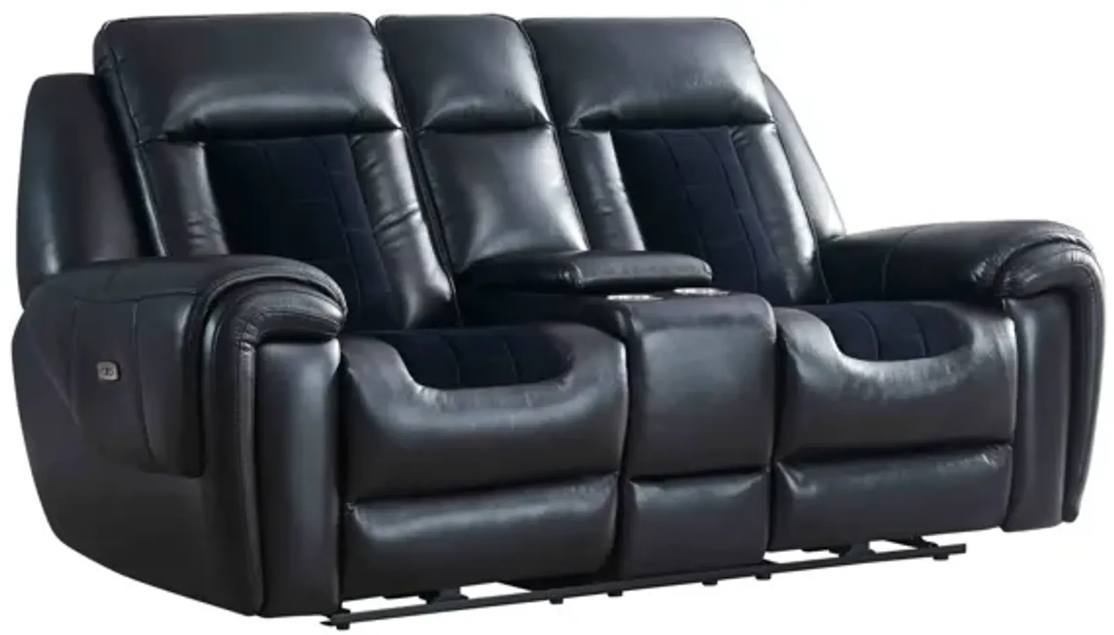 Clark - Blanche / Velvet Power Console Reclining LS With LED - Black